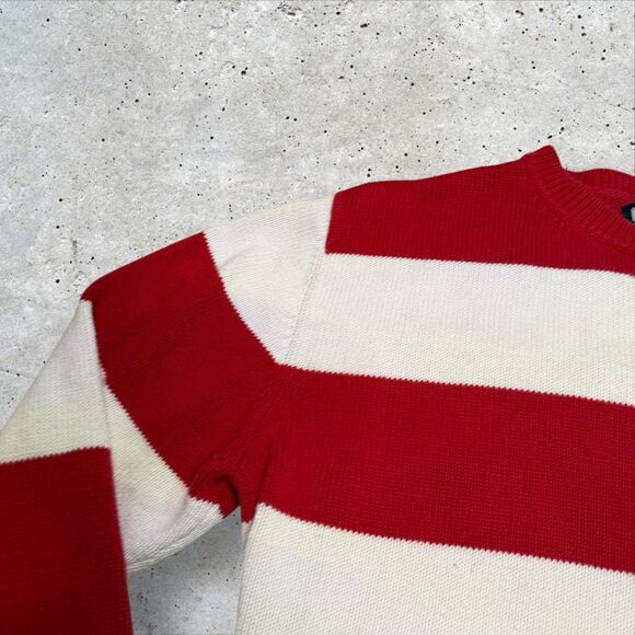 Wisconsin Badgers Stripe Sweater XL Crable Sportswear Red White Knit Vintage - Picture 4 of 10